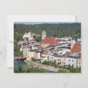 Aerial View of Historic Wasserburg am Inn Postcard