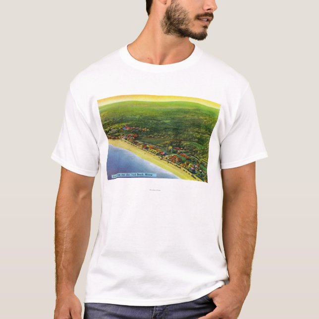 Aerial View of Long Beach at York Beach T-Shirt (Front)