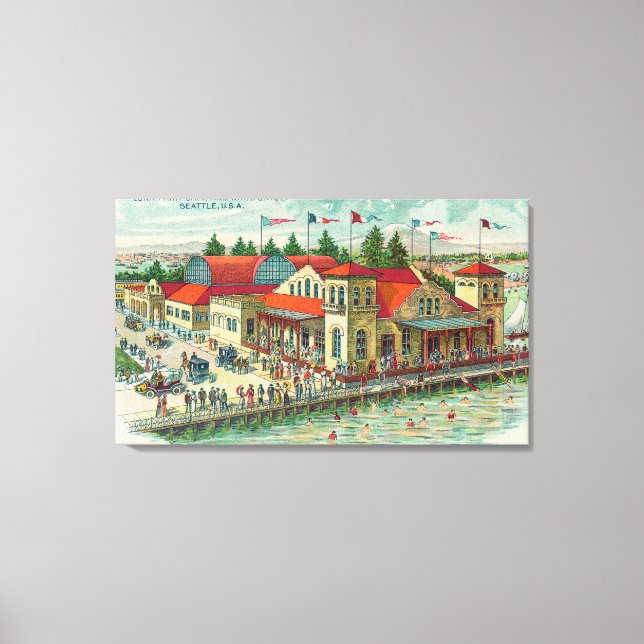 Aerial View of Luna Park Caf� and Natatorium Canvas Print (Front)