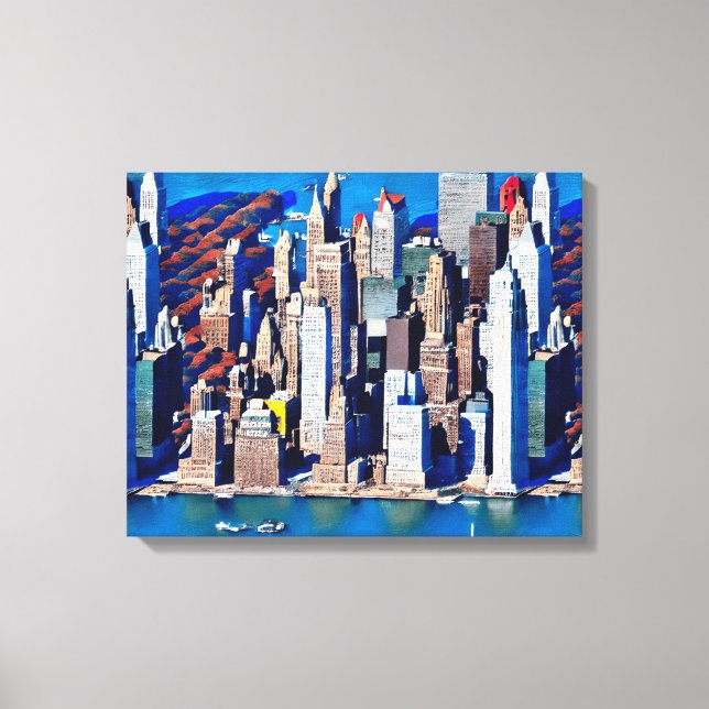 Aerial View of Manhattan Pattern Canvas Print (Front)