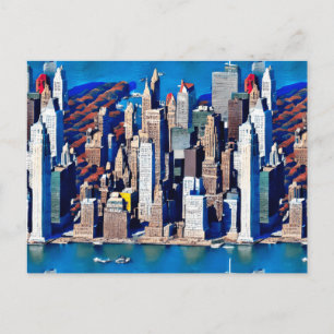 Aerial View of Manhattan Pattern Postcard