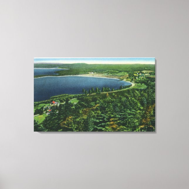 Aerial View of Massabesic Lake near City Canvas Print (Front)