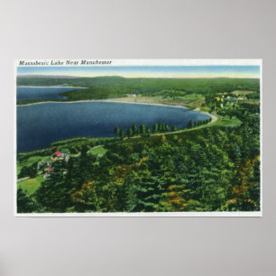Aerial View of Massabesic Lake near City Poster