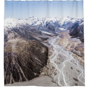 AERIAL VIEW OF MOUNTAIN RANGES SHOWER CURTAIN
