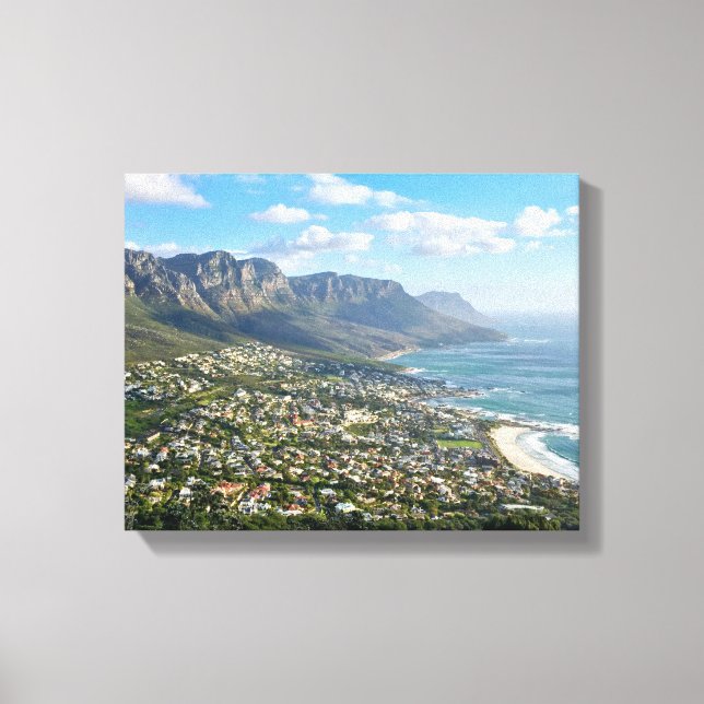 aerial view of mountain with seaside canvas print (Front)