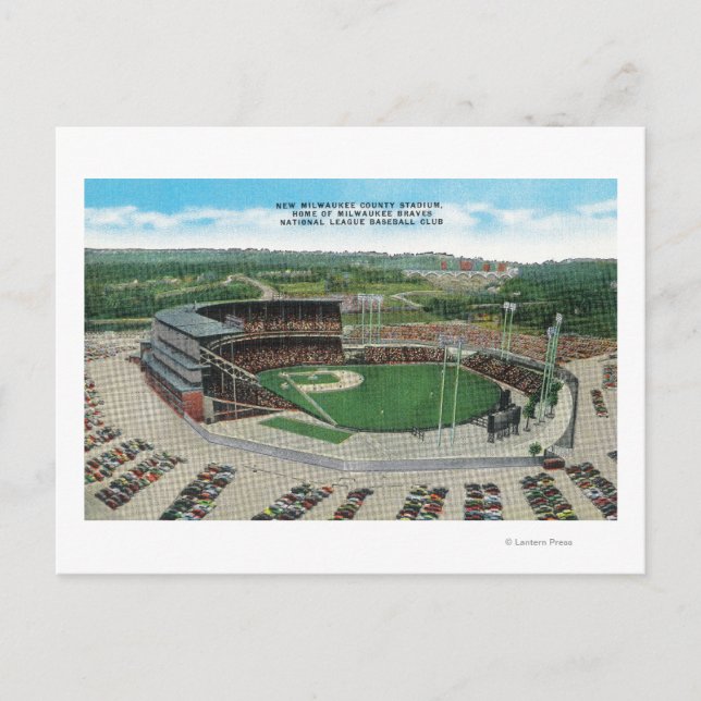 Aerial View of New Milwaukee County Stadium Postcard (Front)