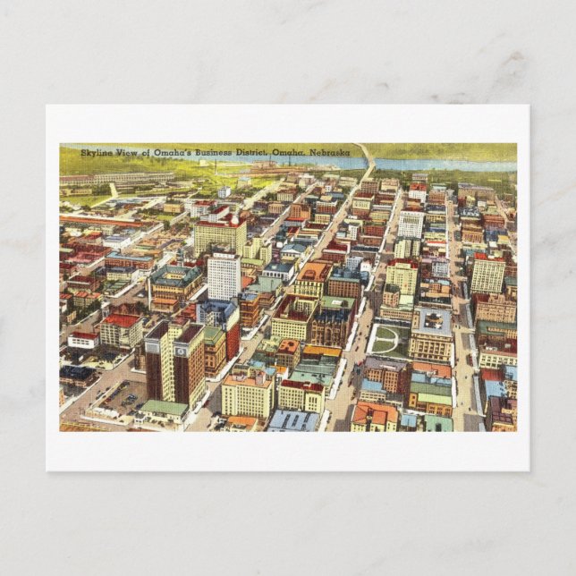 Aerial View of Omaha, Nebraska, Vintage Postcard (Front)