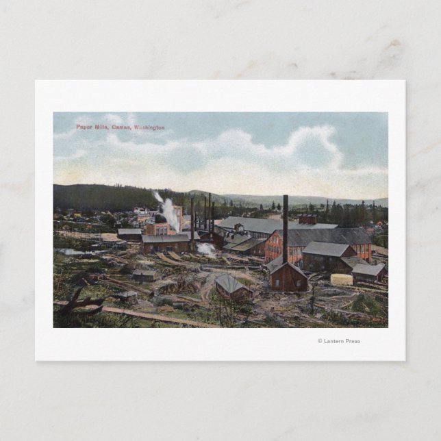 Aerial View of Paper Mills Postcard (Front)