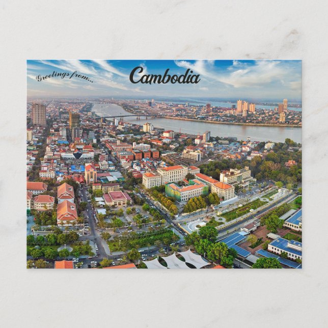 Aerial View of Phnom Penh Cambodia Postcard (Front)