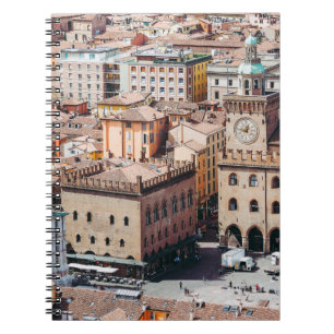 Aerial view of Piazza Maggiore square and San Petr Notebook