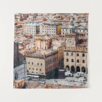 Aerial view of Piazza Maggiore square and San Petr