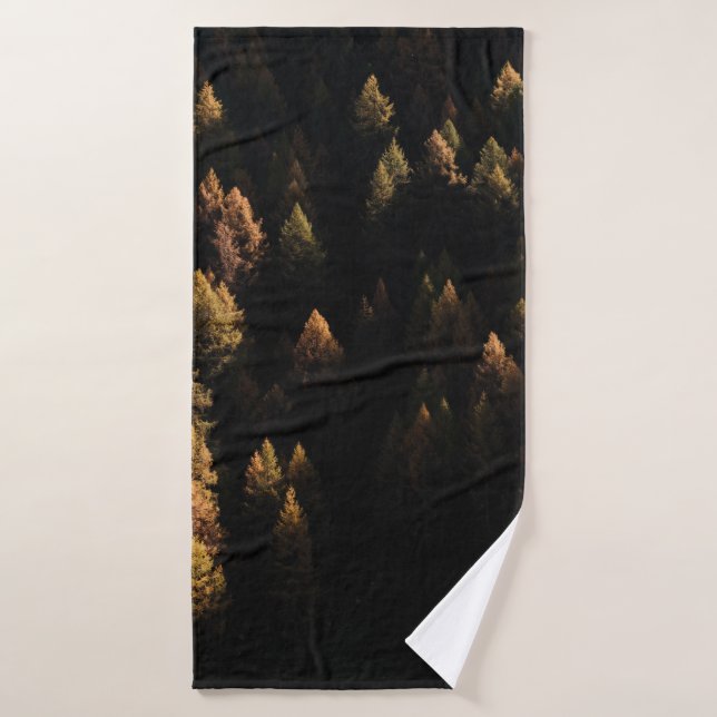 Aerial view of pine trees bath towel (Bath Towel)