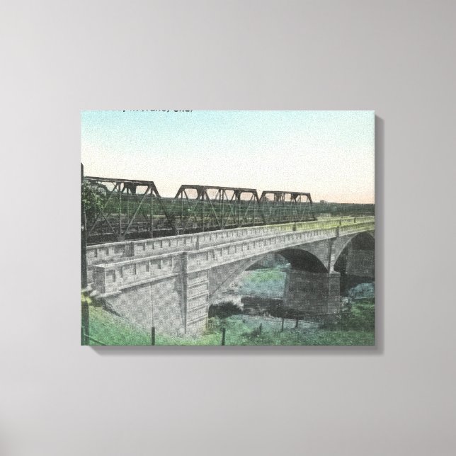 Aerial View of Putah Creek BridgeWinters, CA Canvas Print (Front)