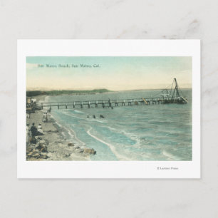 Aerial View of San Mateo Beach and Pier Postcard