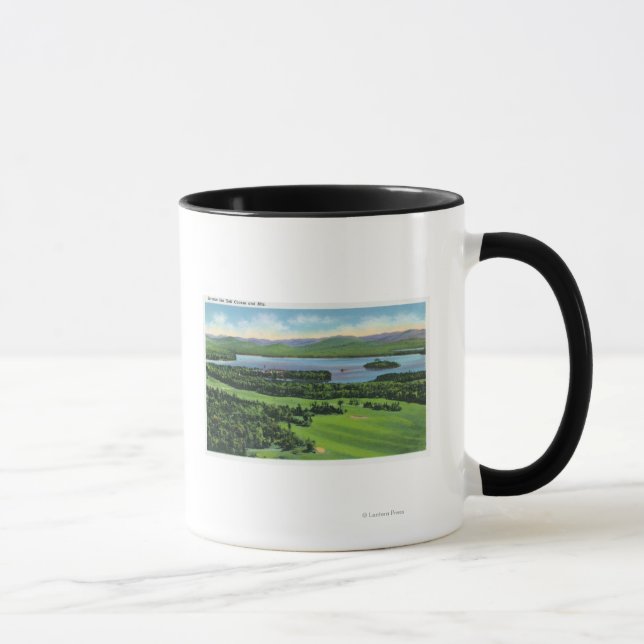 Aerial View of Saranac Inn Golf Course & Mug (Right)