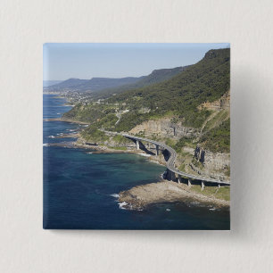 Aerial view of Sea Cliff Bridge near Wollongong, 2 15 Cm Square Badge