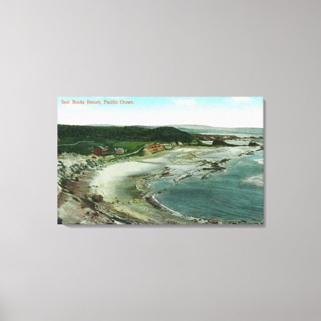 Aerial View of Seal Rocks Resort and Pacific Canvas Print (Front)