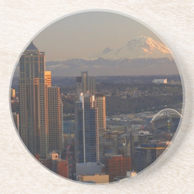 Aerial view of Seattle city skyline 2 Coaster (Front)
