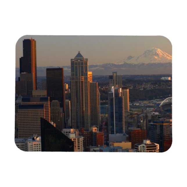 Aerial view of Seattle city skyline 2 Magnet (Horizontal)