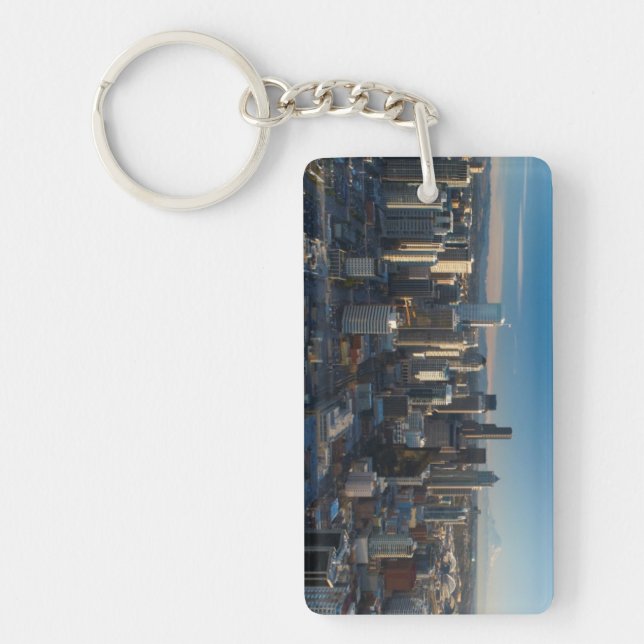 Aerial view of Seattle city skyline Key Ring (Front)