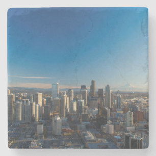 Aerial view of Seattle city skyline Stone Coaster