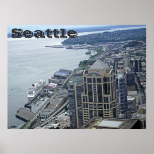 Aerial view of seattle poster