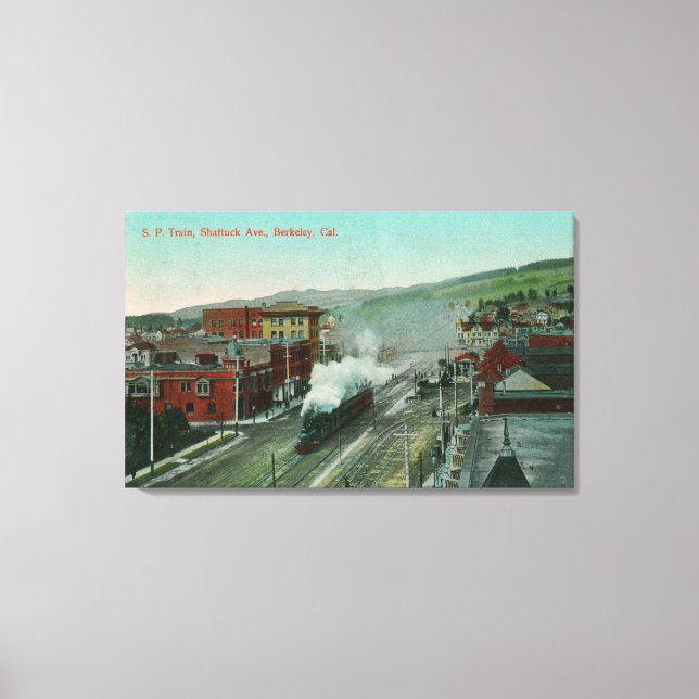 Aerial View of Shattuck Ave SP Train Canvas Print (Front)