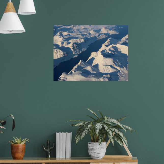 Aerial View of Snow Covered Mountains with River Poster (Living Room 1)