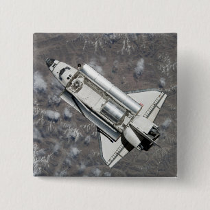 Aerial view of Space Shuttle Discovery 15 Cm Square Badge