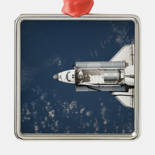 Aerial view of Space Shuttle Discovery 3 Metal Tree Decoration (Front)