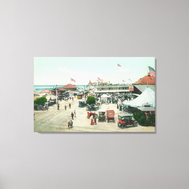 Aerial View of Tent City and Amusement Plaza Canvas Print (Front)