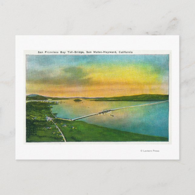 Aerial View of the Bay Bridge to Hayward, CA Postcard (Front)