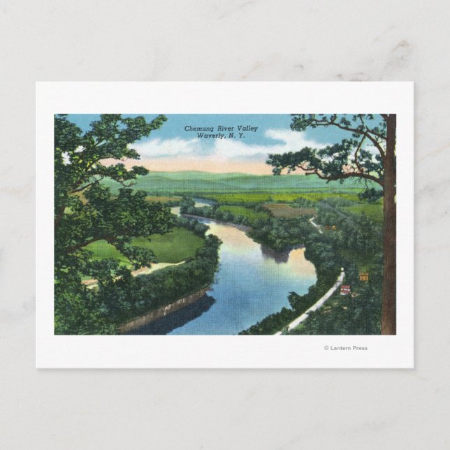Aerial View of the Chemung River Valley Postcard (Front)
