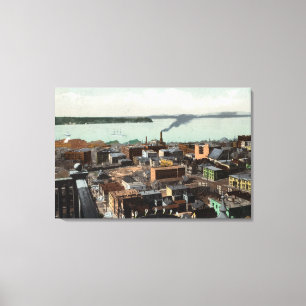 Aerial View of the City and Harbour Canvas Print