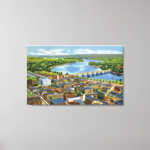 Aerial View of the City and the Connecticut Canvas Print