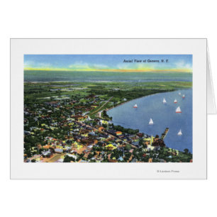 Aerial View of the City, Sailboats on the Lake