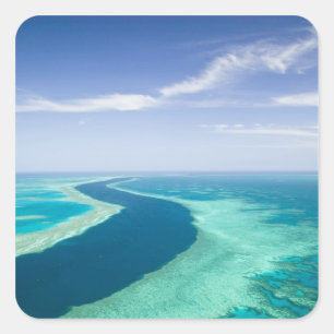 Aerial view of The Great Barrier Reef by the Square Sticker