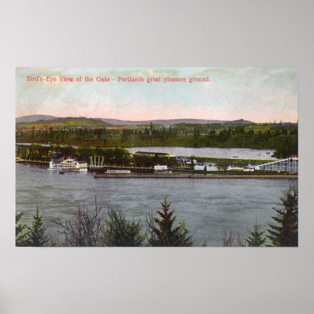 Aerial View of the Oaks Amusement Park Poster (Front)