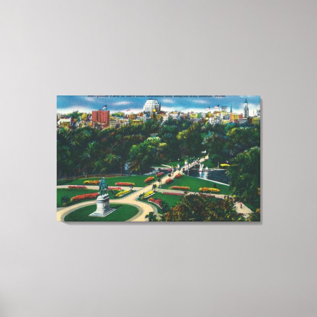 Aerial View of the Public Gardens, Beacon Hill Canvas Print (Front)