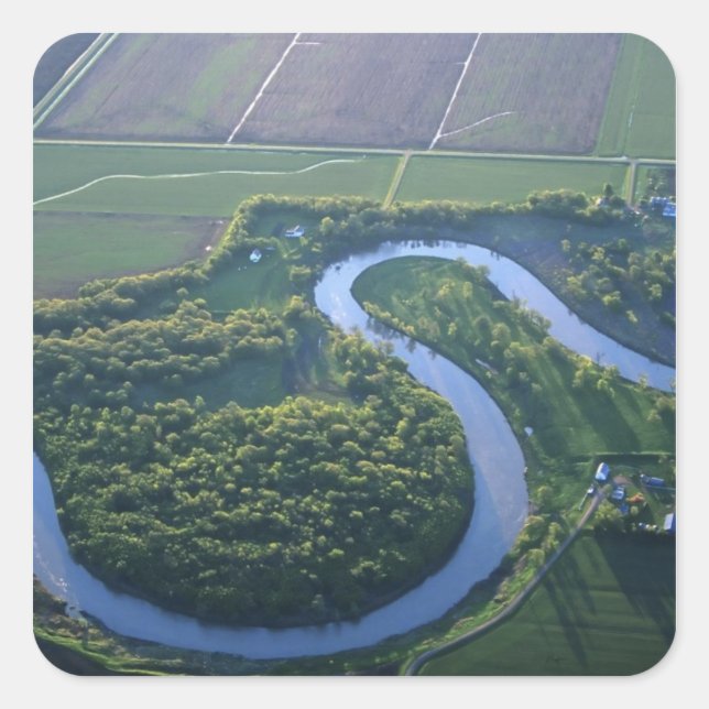 Aerial view of the Red River of the North Square Sticker (Front)