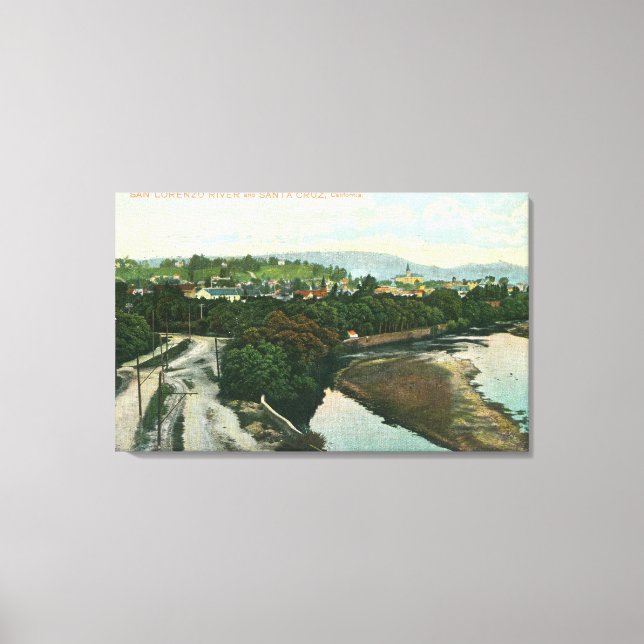 Aerial View of the San Lorenzo River Canvas Print (Front)