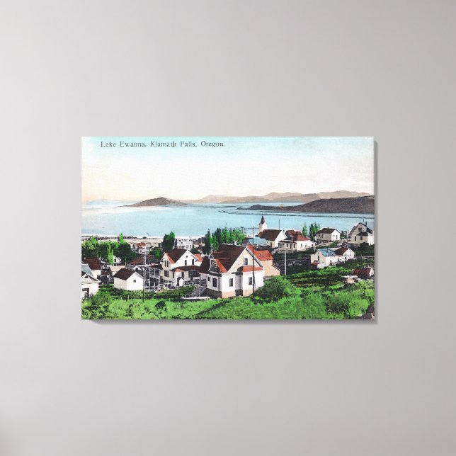 Aerial View of the Town and Lake Ewauna Canvas Print (Front)