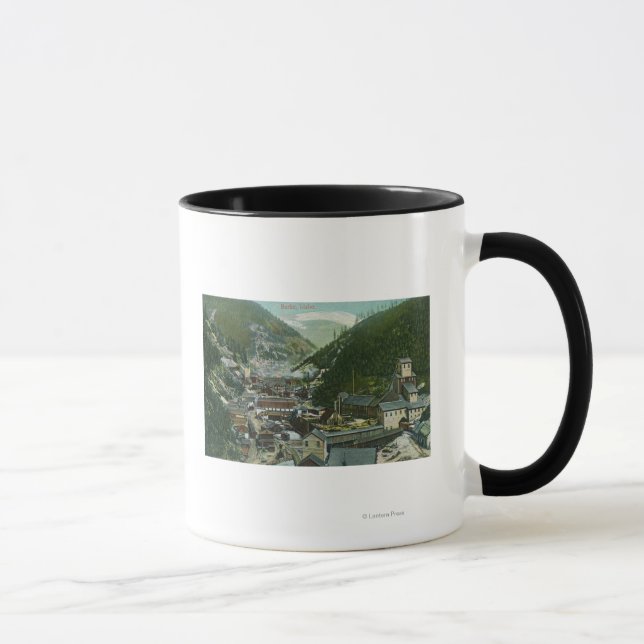 Aerial View of the Town and MountainsBurke, ID Mug (Right)