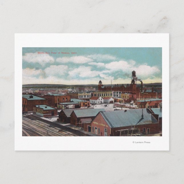 Aerial View of the Town, Train TracksNampa, ID Postcard (Front)