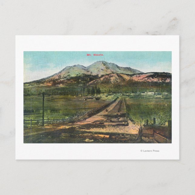 Aerial View of the Valley and Mt. Shasta Postcard (Front)