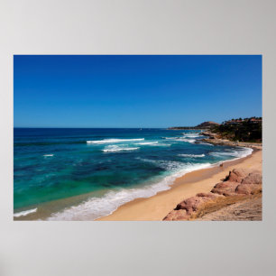 Aerial View Of Tourists Walking On Tropical Beach Poster