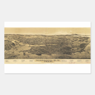 Aerial View of Victoria, B.C., Canada (1889) Rectangular Sticker