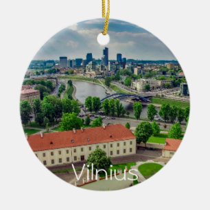 Aerial view of Vilnius, Lithuania Ceramic Tree Decoration