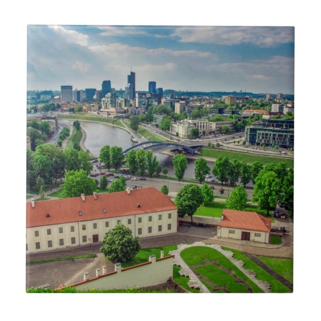Aerial view of Vilnius, Lithuania Tile (Front)