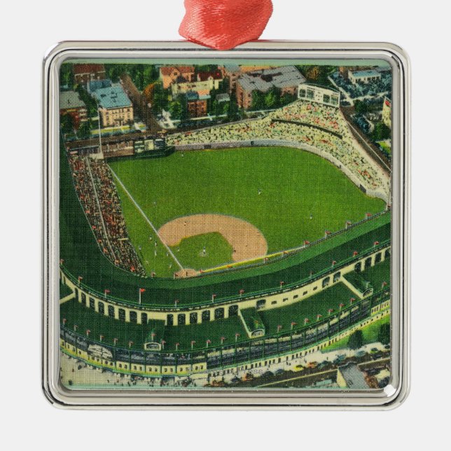 Aerial View of Wrigley Field # 2Chicago, IL Metal Tree Decoration (Front)